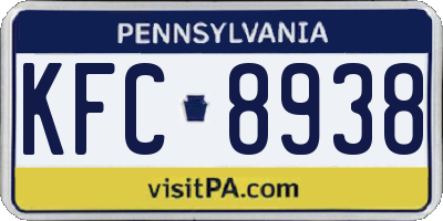 PA license plate KFC8938