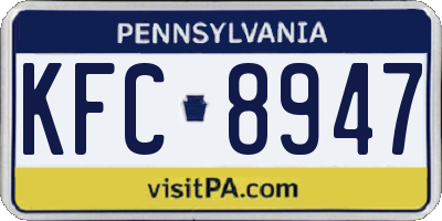 PA license plate KFC8947