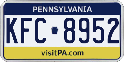 PA license plate KFC8952
