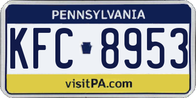 PA license plate KFC8953