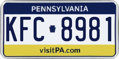 PA license plate KFC8981
