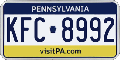 PA license plate KFC8992
