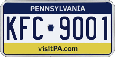 PA license plate KFC9001