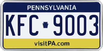 PA license plate KFC9003