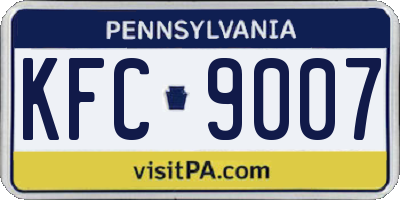 PA license plate KFC9007