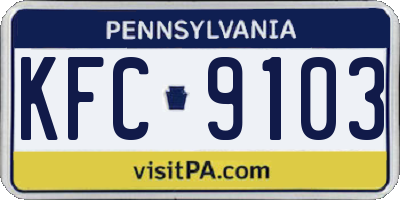 PA license plate KFC9103