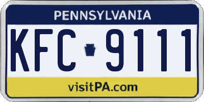 PA license plate KFC9111
