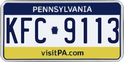PA license plate KFC9113