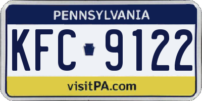 PA license plate KFC9122