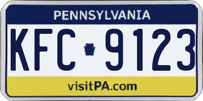 PA license plate KFC9123