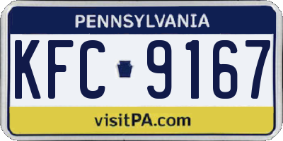 PA license plate KFC9167