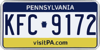 PA license plate KFC9172