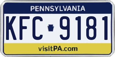 PA license plate KFC9181