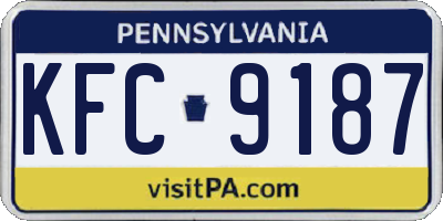 PA license plate KFC9187