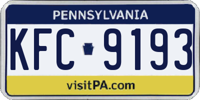 PA license plate KFC9193