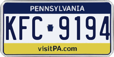 PA license plate KFC9194