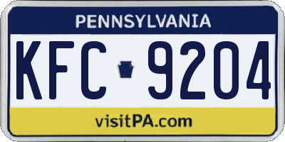 PA license plate KFC9204