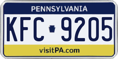 PA license plate KFC9205