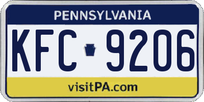PA license plate KFC9206