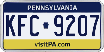 PA license plate KFC9207