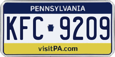 PA license plate KFC9209
