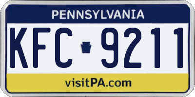 PA license plate KFC9211