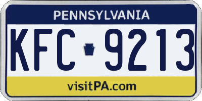 PA license plate KFC9213