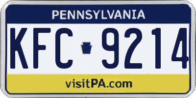 PA license plate KFC9214
