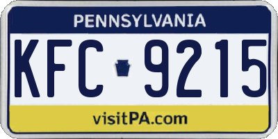PA license plate KFC9215