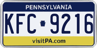 PA license plate KFC9216