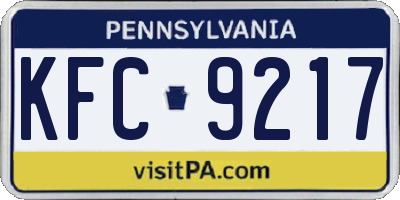 PA license plate KFC9217
