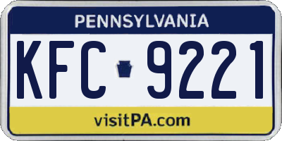 PA license plate KFC9221