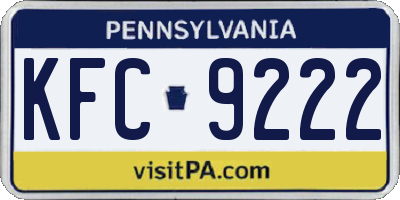 PA license plate KFC9222