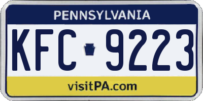 PA license plate KFC9223