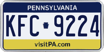 PA license plate KFC9224