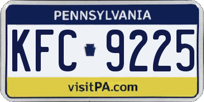 PA license plate KFC9225