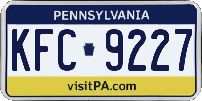 PA license plate KFC9227