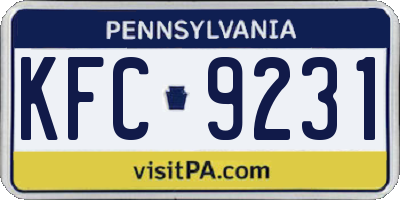 PA license plate KFC9231