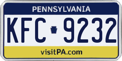 PA license plate KFC9232