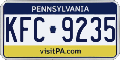 PA license plate KFC9235