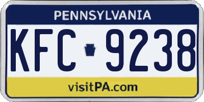 PA license plate KFC9238