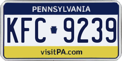 PA license plate KFC9239