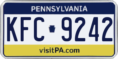 PA license plate KFC9242