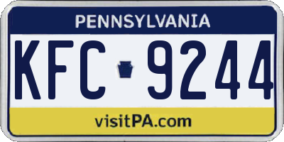 PA license plate KFC9244