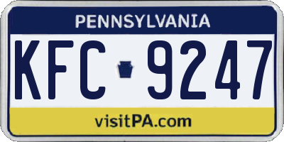 PA license plate KFC9247