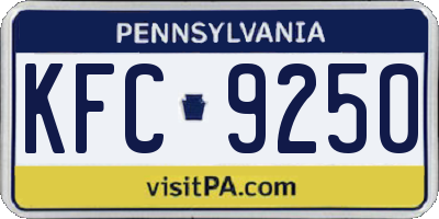 PA license plate KFC9250