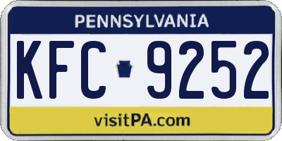 PA license plate KFC9252