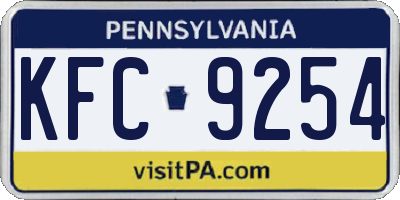 PA license plate KFC9254