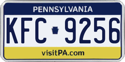 PA license plate KFC9256