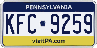 PA license plate KFC9259
